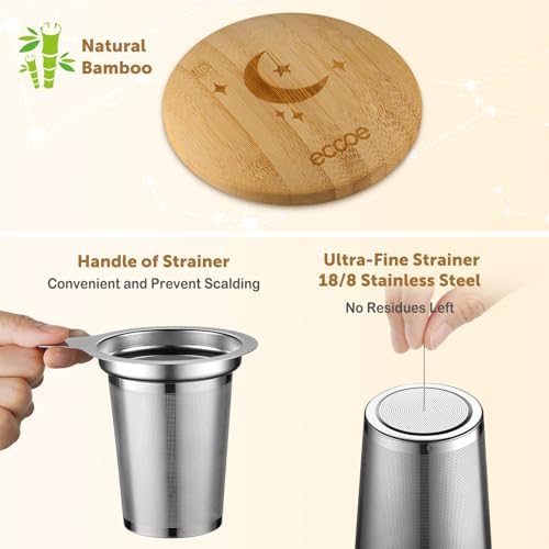 ecooe Tea Infuser Mug 20.3oz Ceramic Tea Cup with Infuser and Lid (White)