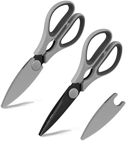 Country Kitchen Kitchen Scissors, Stainless Steel Kitchen Shears, Cooking Scissors for Cutting Meat, Chicken, Herbs and Produce with Blade Cover and Soft Grip Handles, Gray