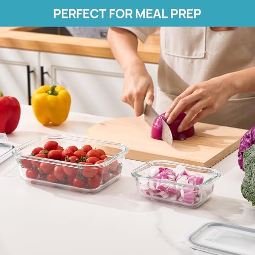 Vtopmart Glass Food Storage Containers, 35oz + 12.5oz with Lids