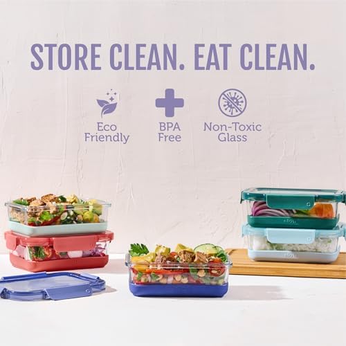 Ello Duraglass Refresh 3.4 Cup Meal Prep Containers, 10 Pc, Everest