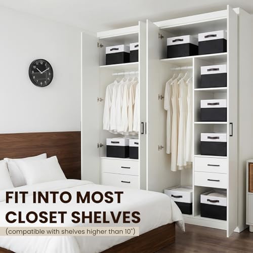 Criusia Large Storage Bins for Shelves 4 Pack, Closet Storage Baskets for Clothes Blanket Beddings Towels, Collapsible Fabric Closet Organizer Bins with Handles/ Laundry Room Organization