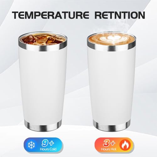 StarSpeed 6 Pack 20oz Stainless Steel Travel Coffee Tumbler,White