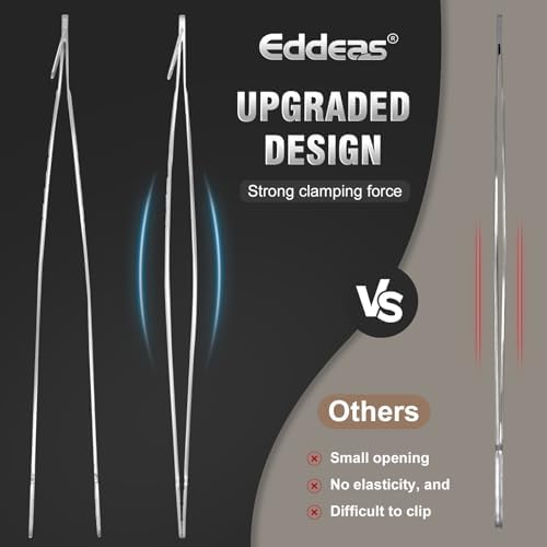Eddeas Kitchen Tweezers Tongs, Cooking Tweezers Stainless Steel - 3 Size 12'' 10'' & 8 inch Ideal for Meat, pasta, plating and pinching delicate small pieces of food, Set of 3 (Pack of 2)