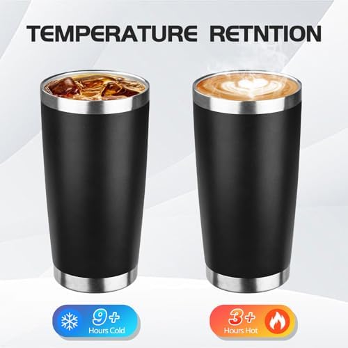 StarSpeed 6 Pack 20oz Stainless Steel Travel Coffee Tumbler,Black
