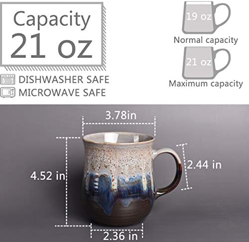 Bosmarlin Large Ceramic Coffee Mug, Big Tea Cup for Office and Home, 21 Oz, Dishwasher and Microwave Safe, 1 PCS