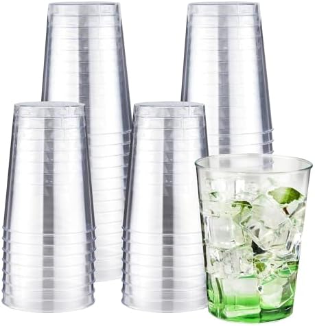 RACETOP 10 oz Clear Disposable Plastic Cups [100 Pack]