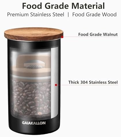 Vacuum Coffee Canister, Stainless Steel Airtight Coffee Storage Container, Coffee Container for 12oz Coffee Beans, Coffee Beans Storage, 34 fl.oz