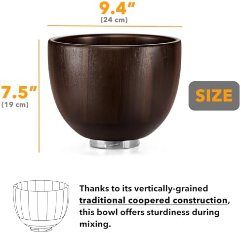 SpaceAid Wooden Bowl for Mixer - Kitchen Space Aid Acacia Wood Mixing Bowls Holder for Stand Mixer, Compatible with 4.5 & 5 QT Tilt-Head Models Kitchen, Dark Wood