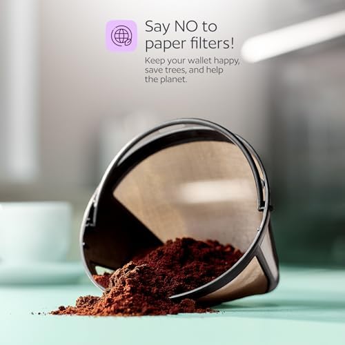 1-Pack #4 Reusable Permanent Cone Coffee Filters - Compatible with Cuisinart 10–14 Cup Brewers (DCC-3200, DCC-1200, DCC-3400) & Ninja Coffee Makers - Stainless Steel Mesh, Dishwasher-Safe by GoodCups