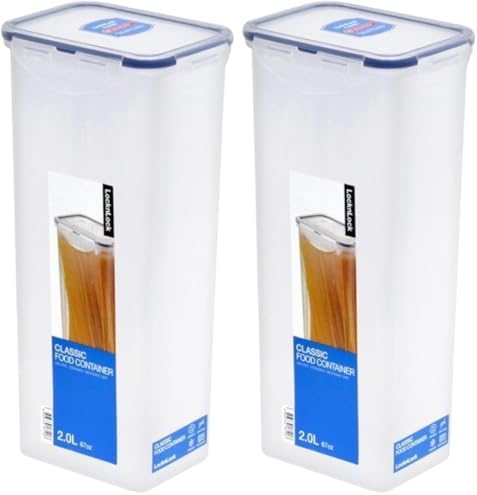 LocknLock Easy Essentials Pantry Airtight Rectangular Tall Food Storage Container, Pasta Box 68-oz/ 8.5-cup (Pack of 2)