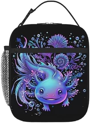 Axolotl Insulated Lunch Box for Kids, Small Cooler Lunch Bag lunchbox for School, Toddler Lunch Box for Girls boys, Waterproof Durable Portable Lunch Tote Bag Food Container for Travel Picnic Work