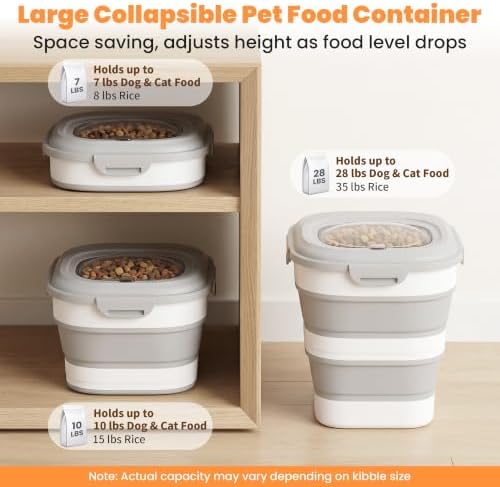 28 Lbs Dog Food Storage Container, Collapsible Cat Food Container