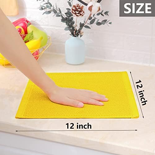 Homaxy 100% Cotton Waffle Weave Kitchen Dish Cloths 8-Pack, Yellow