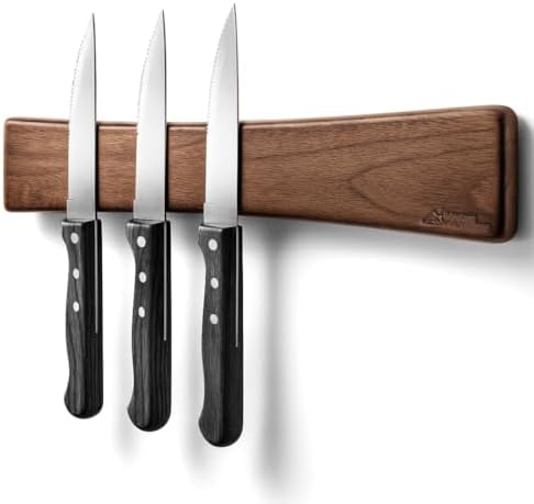 10 Inch Acacia Wood Magnetic Knife Holder with Multipurpose Use, Magnetic Knife Holders for Kitchen, Wooden Knife Rack, Magnet Strips for Knives & Metal Utensils, Tool Holder, Art Supply Organizer