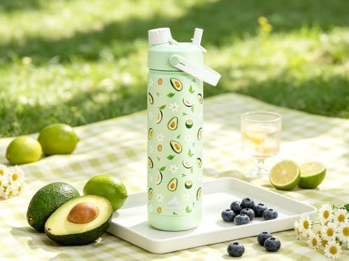 POWCAN 26 oz Insulated Water Bottle: 2-in-1 Straw and Spout Lid, Leak-proof