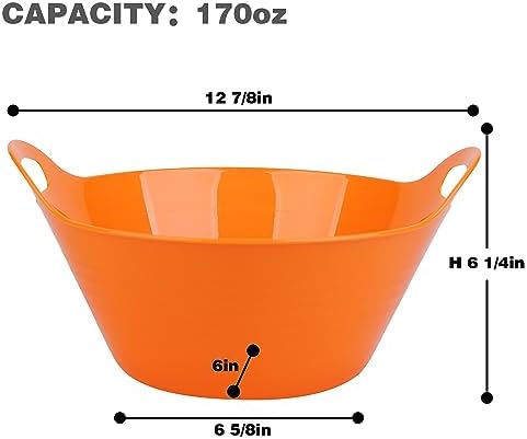 Tiawudi 6 Pack Snack Bowls (4.9L Large), Plastic Serving Bowls for Party, Large Bowls with Handles for Kitchen, Fruit, Cereal, Candy, Salad and Chip, Microwave Safe