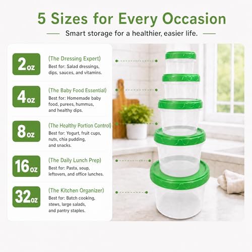 EONJOE 2oz Airtight Small Plastic Food Storage Containers with Lids, 12pcs