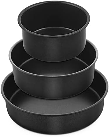 E-far Cake Pan Set of 3(4/6/8 Inch), Nonstick Stainless Steel Cake Pans