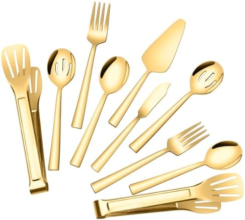 Stainless Steel Serving Utensils, 10PCS Serving Utensils Flatware Set
