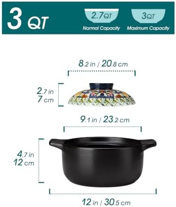 vancasso 3QT Ceramic Stock Pot with Lid, Nonstick Casserole Pot for Cooking