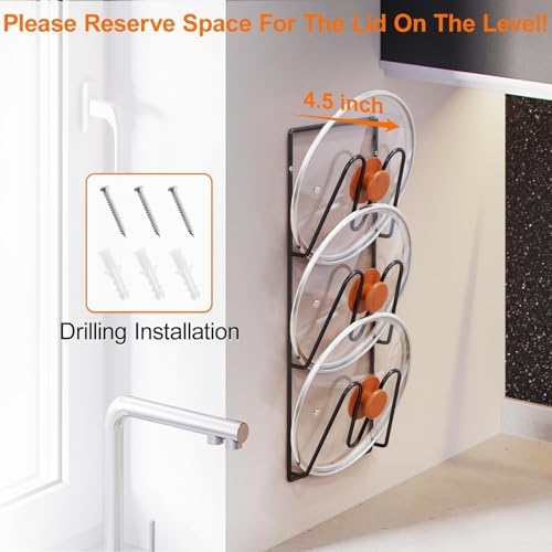 Durmmur 2 Pack Pot Lid Organizer, 6-Tier Lid Holder for Cabinet Door & Wall