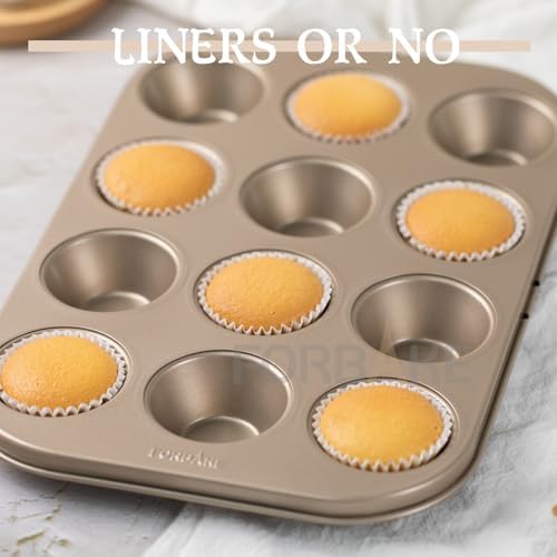 Mini Muffin Pan Set, 12-Cup Nonstick Carbon Steel Baking Pans, 2 Pack