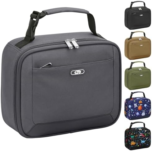 Tenot Lunch Box Kids Insulated Lunch Tote Bag Grey
