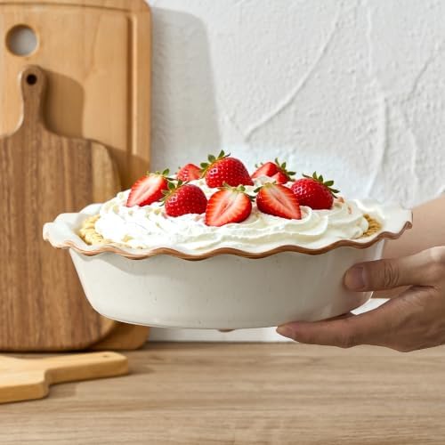 Ceramic Pie Pan for Baking[10.6 inch],Reusable NonStick Ceramic Baking Dish