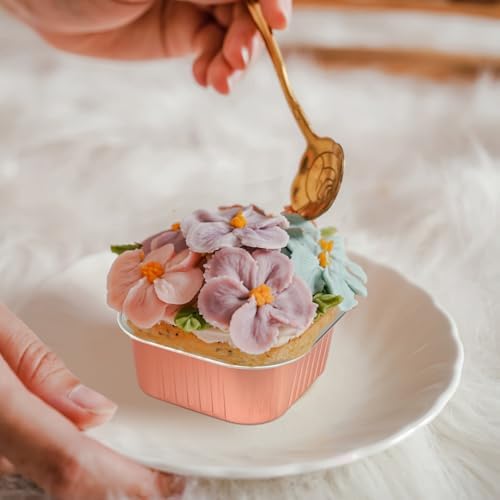 LNYZQUS 5oz Mini Cake Pans with Lids and Spoons, Disposable Brownie Tins