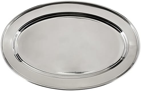 Winco 14" x 8 3/4" Oval Stainless Steel Platter