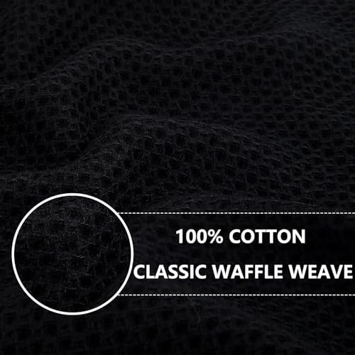 Homaxy 100% Cotton Waffle Weave Kitchen Dish Cloths 24-Pack, Black