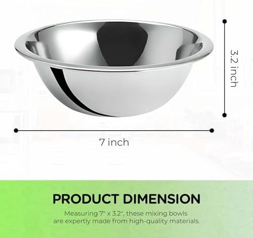 OCS Parts 4-Pack 0.75 Quart Mixing Bowls | 7-Inch Stainless Steel