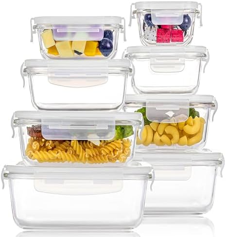 Vtopmart 8 Pack Glass Food Storage Containers with Airtight Lids