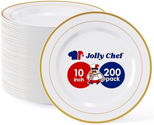 200PCS Plastic Plates 10 Inch Heavy Duty Disposable Plates for Everyday Use