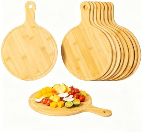 10pcs Round Wood Cutting Boards with Handle, Bulk Charcuterie Board