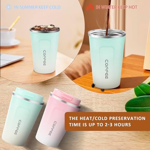 CS COSDDI 12 oz Coffee mug - Stainless Steel Coffee Cup with Leakproof Lid