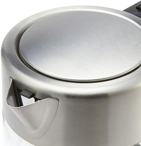 Amazon Basics Electric Kettle with Glass Carafe for Tea and Coffee, Fast Boiling, Auto Shut-Off, Boil-Dry Protection, Temperature Control, Removable Filter, 1 Liter, 1500W, BPA-Free