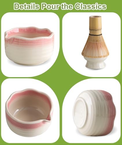 JBER Matcha Whisk Set, 7PCS Matcha Set with Bamboo Whisk and Ceramic Bowl