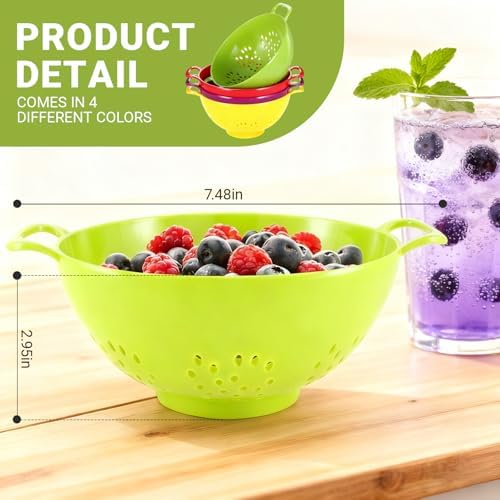 4pcs Small Colander Set, 7.5in Mini Colander, Plastic Food Strainer with Double Handles for Fruits, Vegetables, Pasta - Send Goods from Local Warehouse