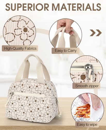 Lunch Bag for Women, Corduroy Large Insulated Lunch Box