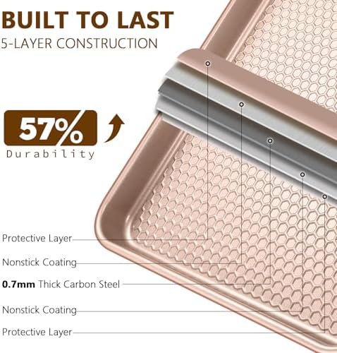 Wildone Baking Sheet Pan Set of 2, Honeycomb Embossed Nonstick Cookie Sheet