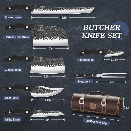 8 PCS Butcher Knife Set, Japanese Kitchen Chef Knife Set