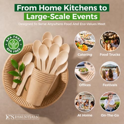 700 Wooden Spoons - Wooden Utensils - Disposable Utensils Set - Compostable