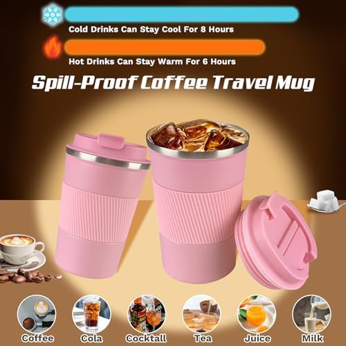 Vacuum Insulated Stainless Steel Travel Coffee Mug,Leak Proof Cup with Lid