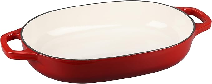 Enameled Cast Iron Oval Dutch Oven Pot with Lid, Dutch Oven for Sourdough Bread Baking, Bread Oven, Bread Dutch Oven, Oval Bread Pan, 7qt, Red