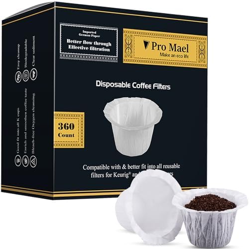 Pro Mael 360 Disposable K Cup Paper Filters for Keurig 1.0&2.0, White