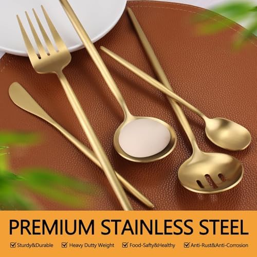 Gold Serving Utensils Set,5pc Stainless Steel Serving Spoons