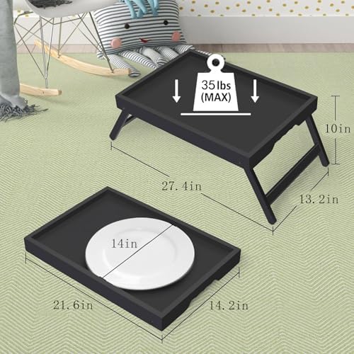 Artmeer FSC 100% Bamboo Bed Tray with Folding Legs, X-Large, Black
