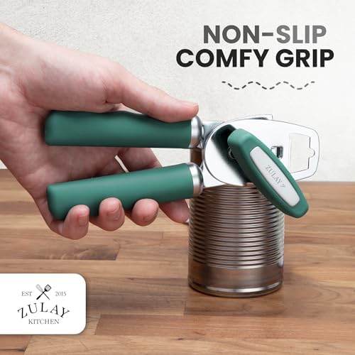 Zulay Kitchen Manual Can Opener Heavy Duty Patented Stainless Steel, Pine
