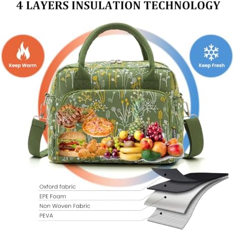 MEXS Insulated Lunch Bag for Women Men Large Reusable Lunch Box Adult Leakproof Portable Cooler Tote Bags for Work Picnic
